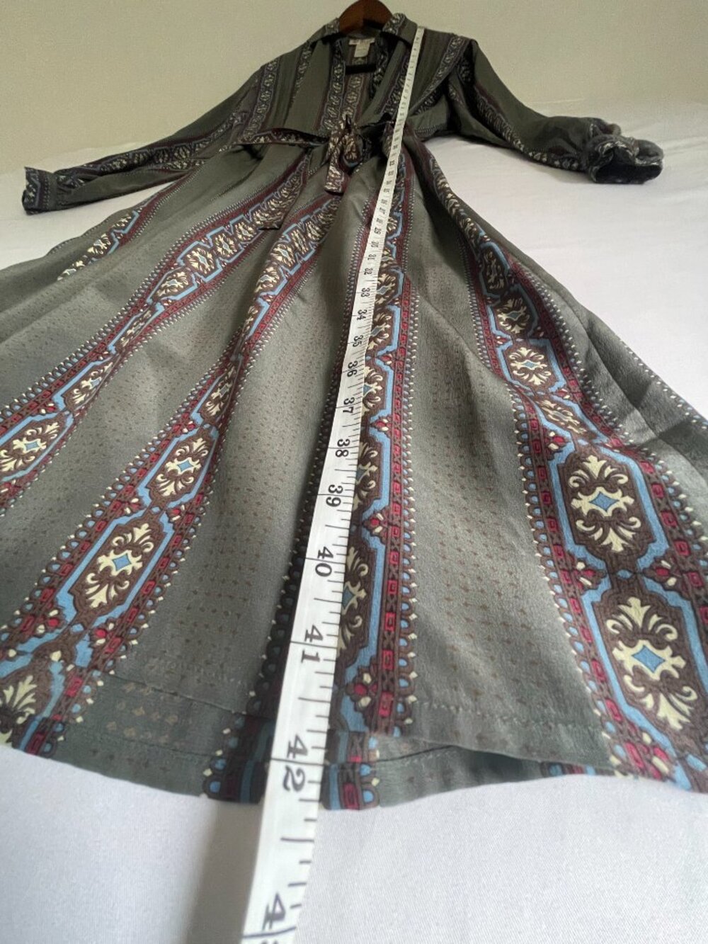 Vintage Jack Mulqueen 100% Silk Belted Shirt Dress Size 4 - Picture 8 of 9